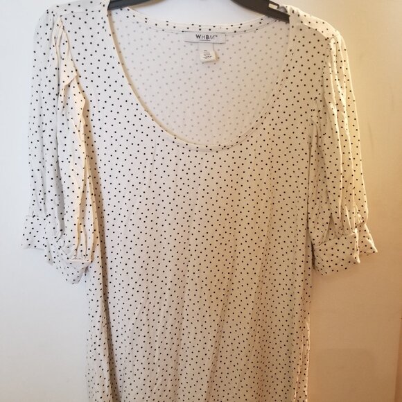 White and Black Polka Dot Blouse - White House Black Market - Size XL - Picture 1 of 4